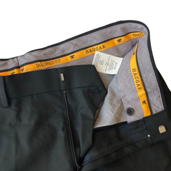 Haggar H26 Premium Stretch Suit Pant Tailored Fit 30x30 Black Shadow Check NWT - Picture 7 of 11